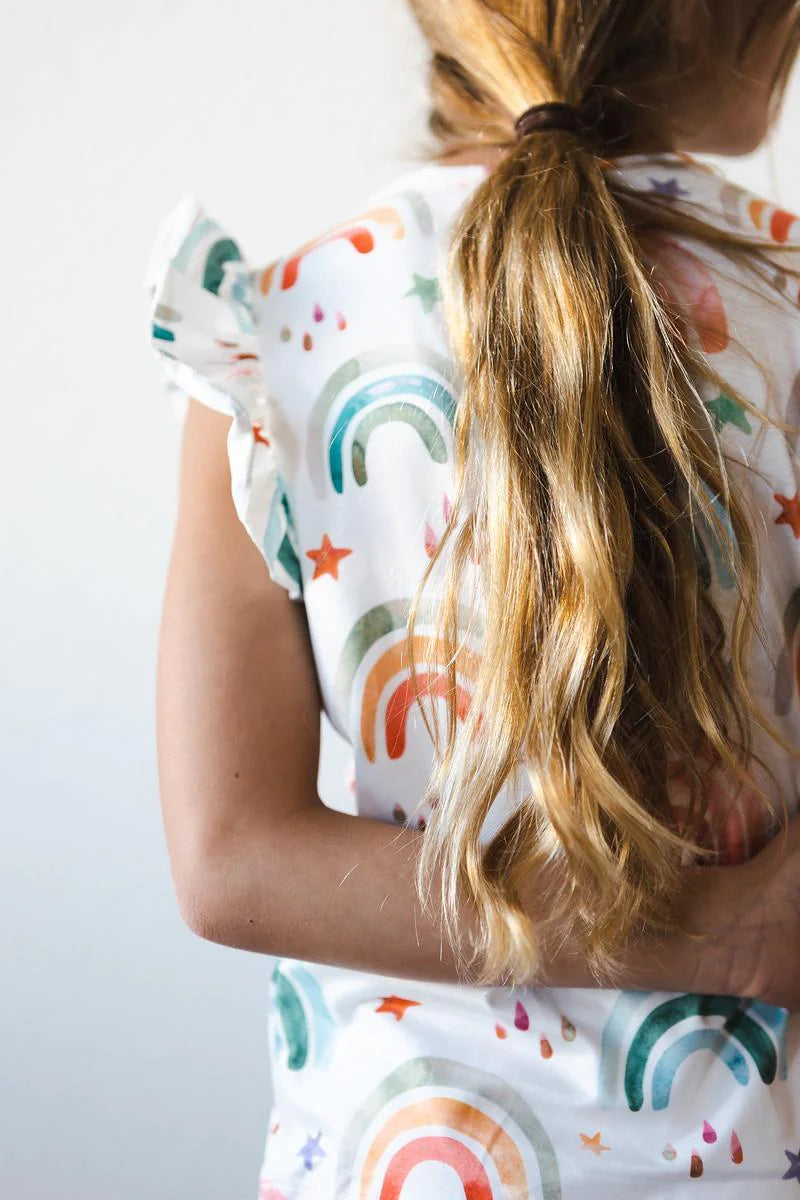 Tonal Rainbow S/S ruffle tee