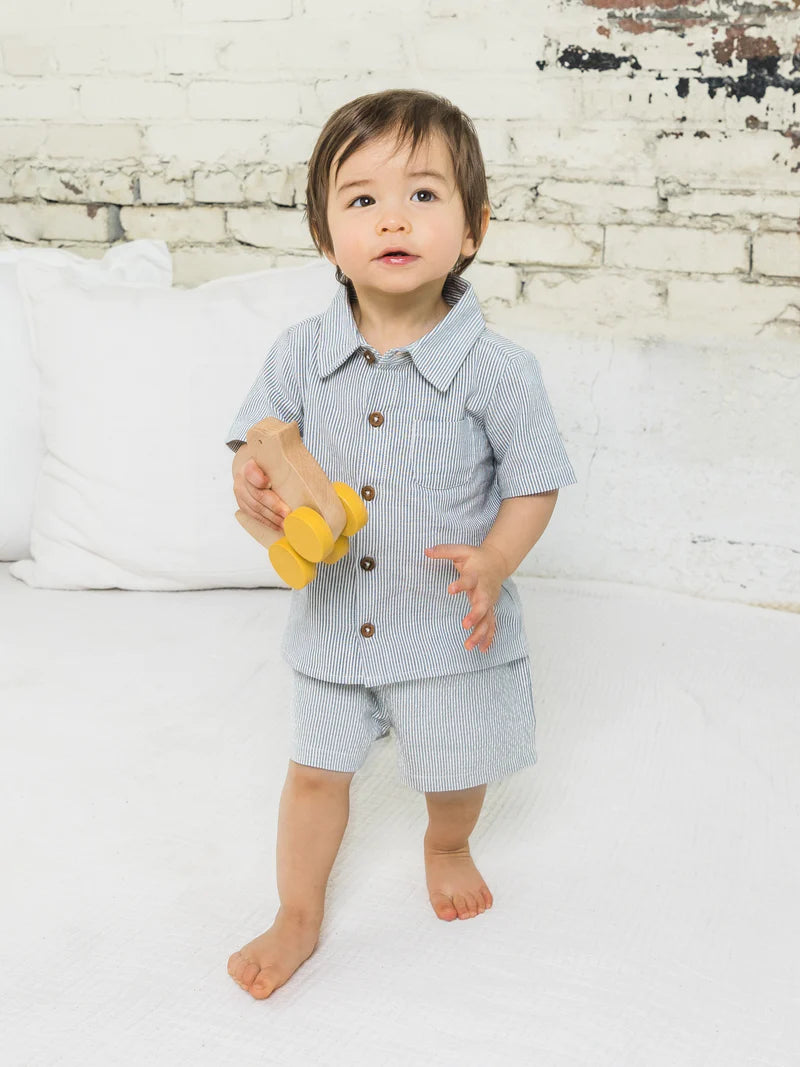 Landon Seersucker Collared Button Down Shirt