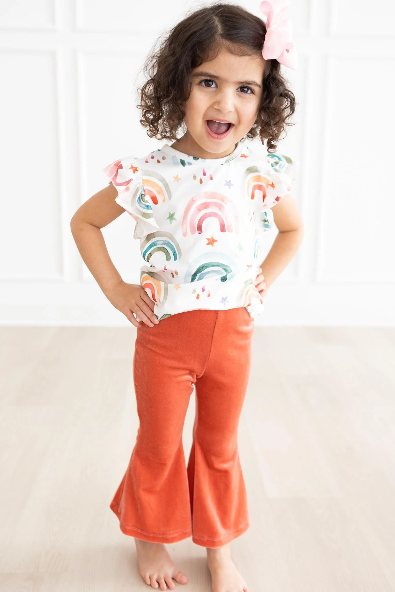 Tonal Rainbow S/S ruffle tee